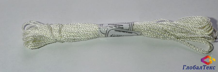 Веревка (шнур) крученая полиэфирная ПЭ белая 2 мм